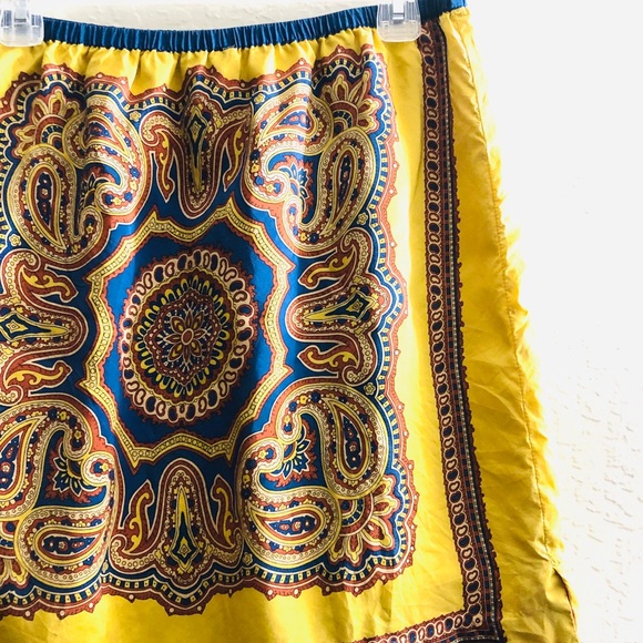 Nice Things by Paloma S yellow printed silk skirt size 6 - Picture 5 of 8